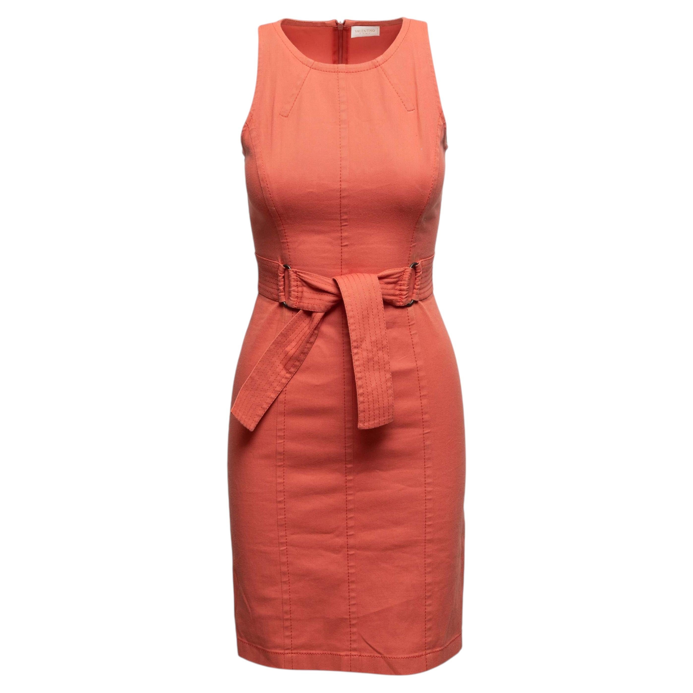 Coral Valentino Sleeveless Fitted Cotton Dress Size US 4