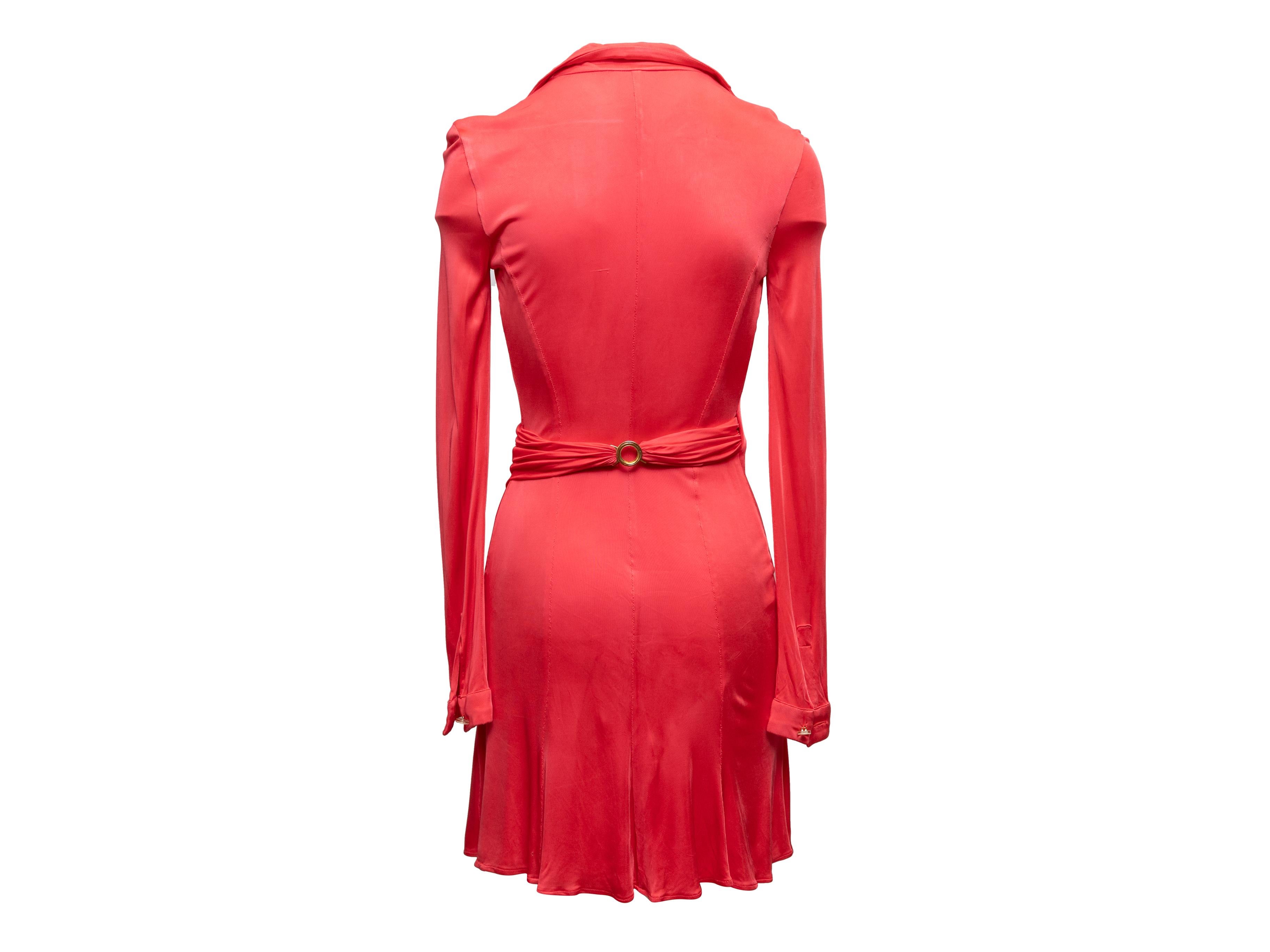 Vestido envolvente de manga larga Versace coral Talla IT 38 Rojo