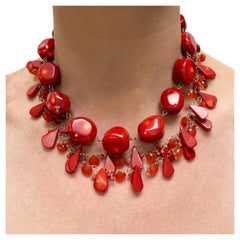 Coral with Carnelian Multi-Strand Paradizia Necklace