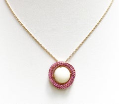 Coral with Pink Sapphire Pendant Set in 18 Karat Rose Gold Settings