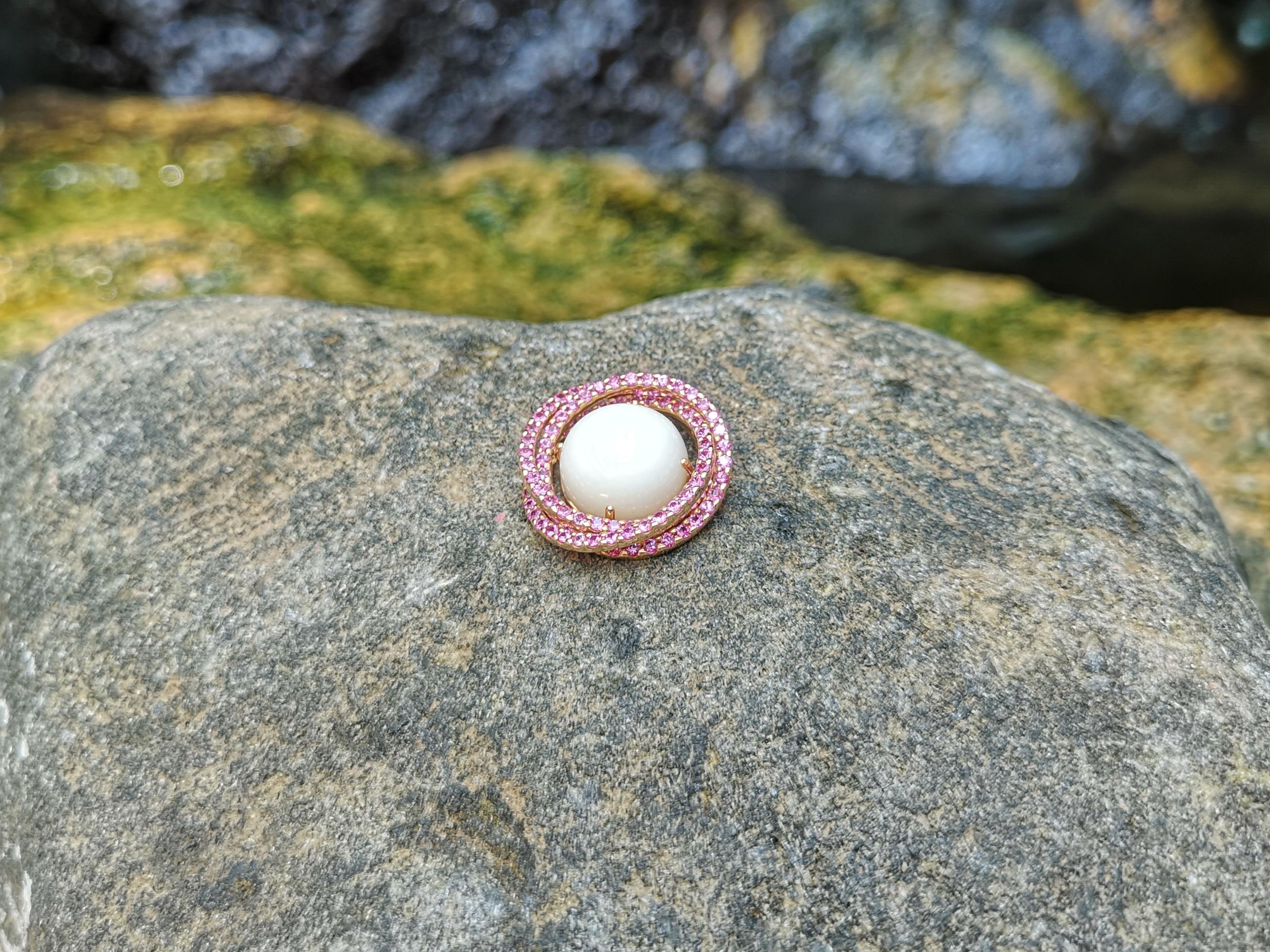 Contemporary Coral with Pink Sapphire Pendant Set in 18 Karat Rose Gold Settings For Sale