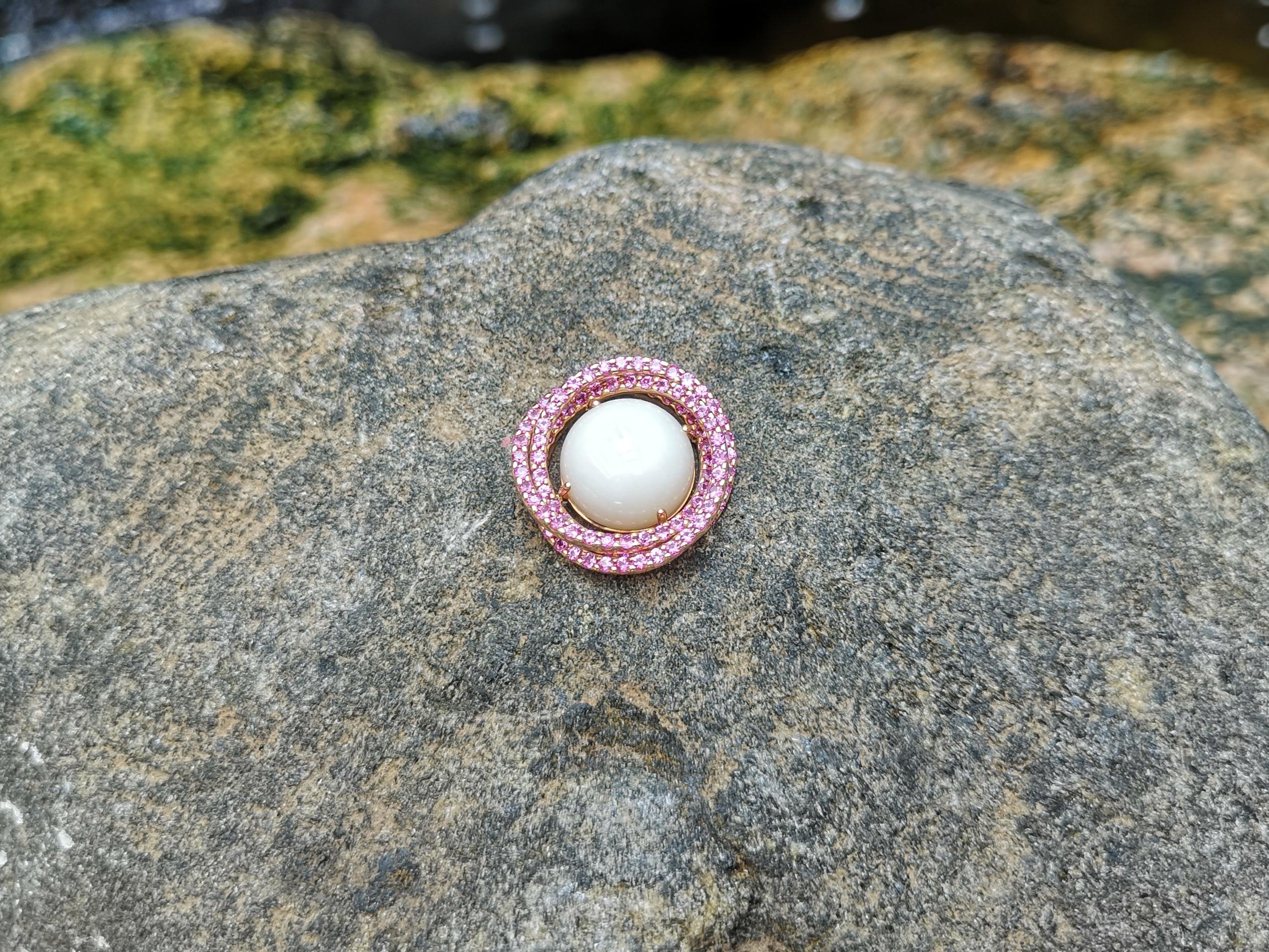 Round Cut Coral with Pink Sapphire Pendant Set in 18 Karat Rose Gold Settings For Sale