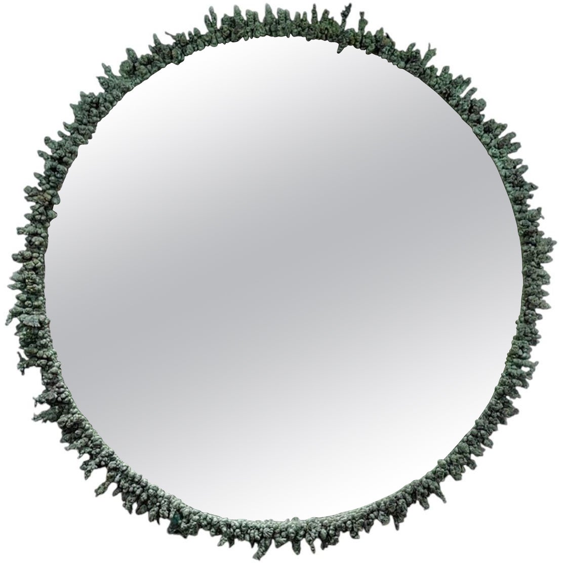 CORAL XL Ø72 bronze mirror with green patina by Benjamin Pagart, 2024