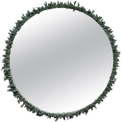 CORAL XL Ø72 miroir en bronze à patine verte par Benjamin Pagart, 2024