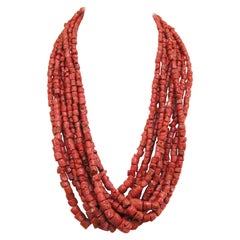 Coral Yellow Gold 9 Karat  Multi-Strand Necklace