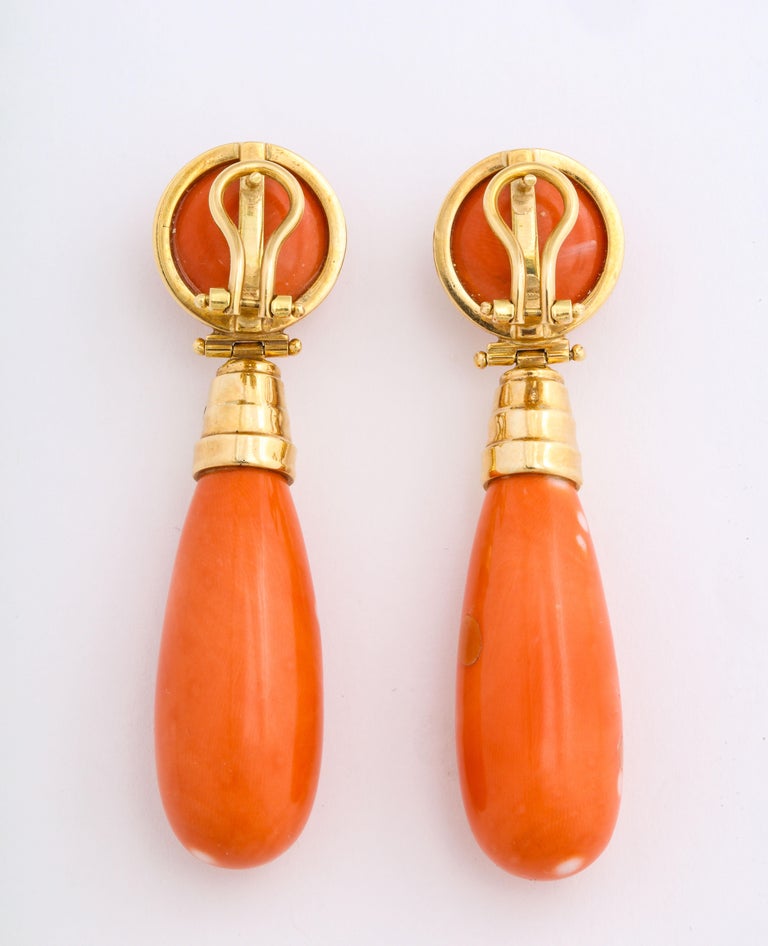 Carnelian Yellow Gold Drop Earrings For Sale at 1stDibs