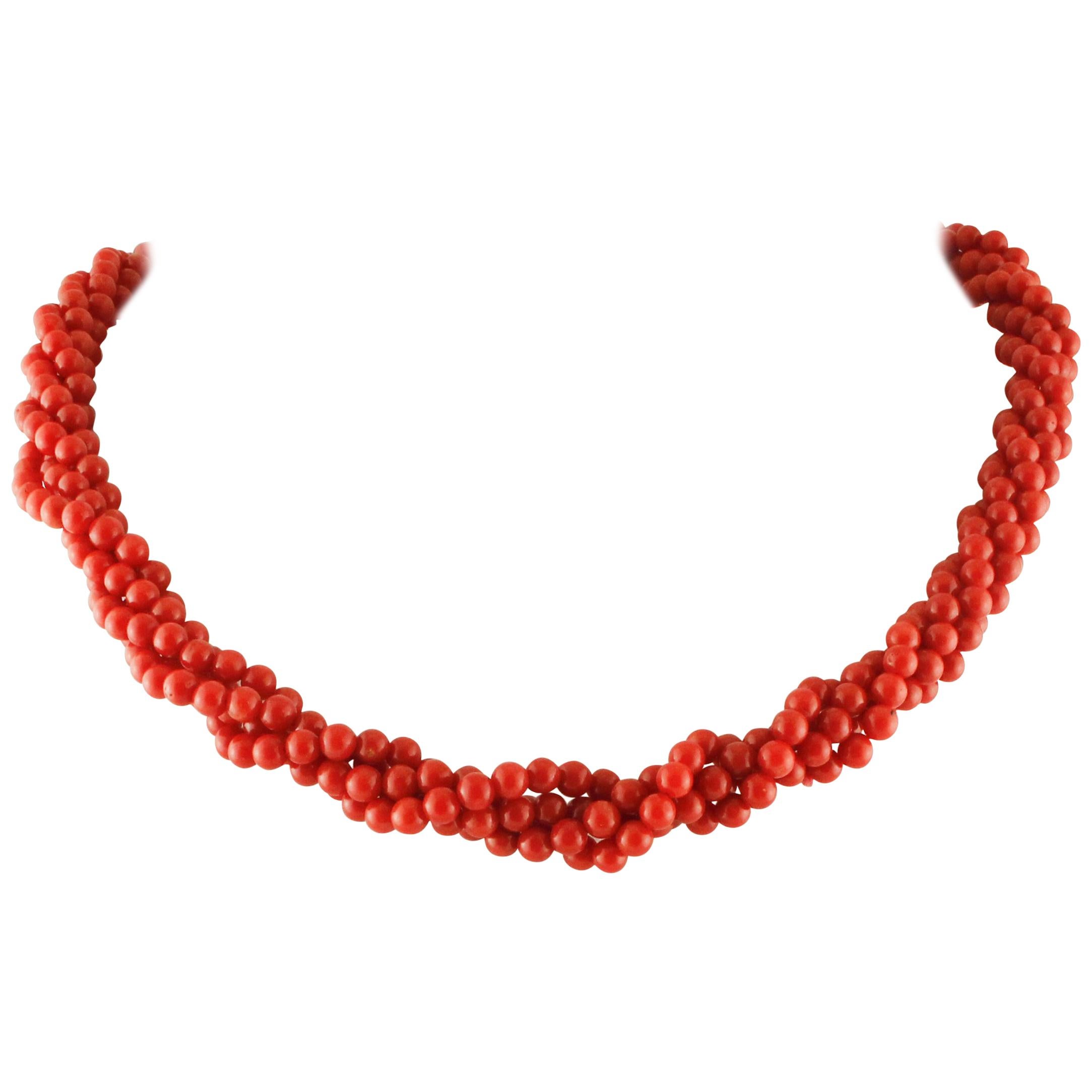 Coral Yellow Gold Necklace