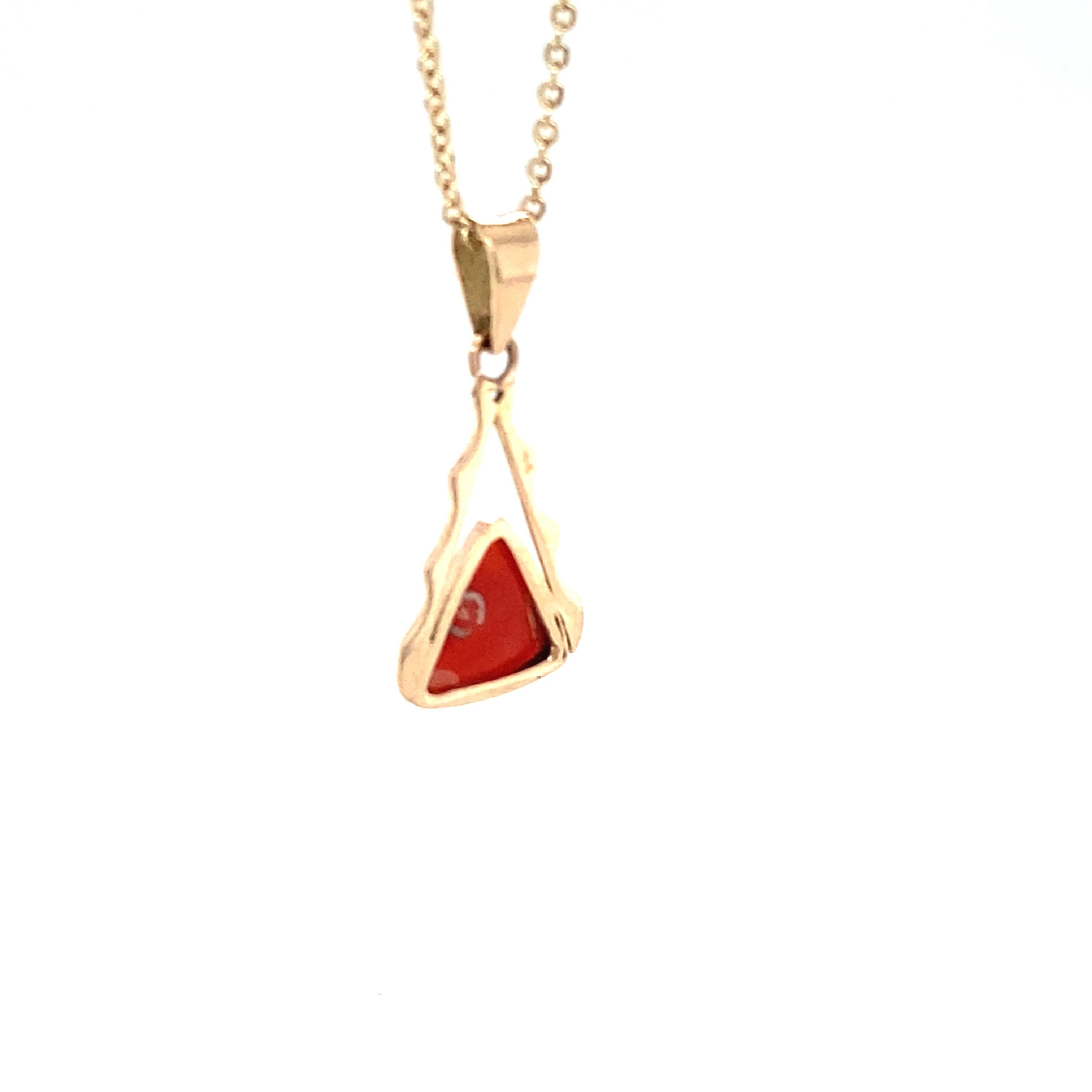 Coral Yellow Gold Pendant Necklace For Sale 6