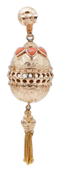 Coral, 14 Karat Rose Gold Dangle Earrings