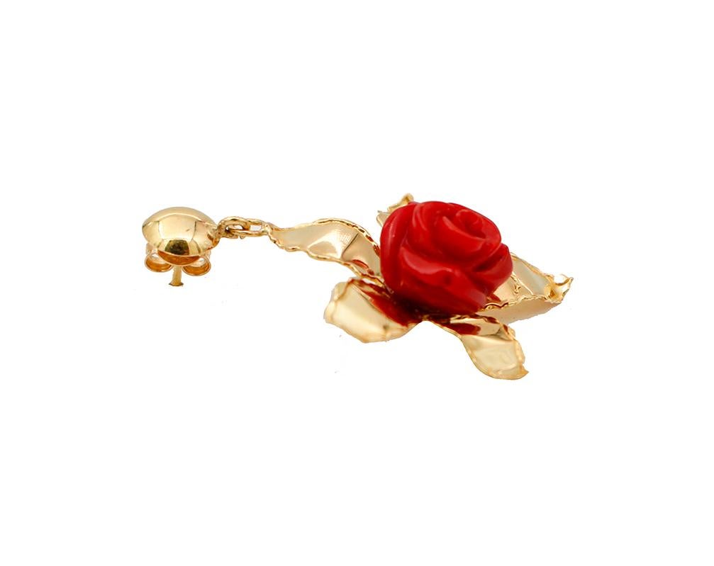 gold flower dangle earrings