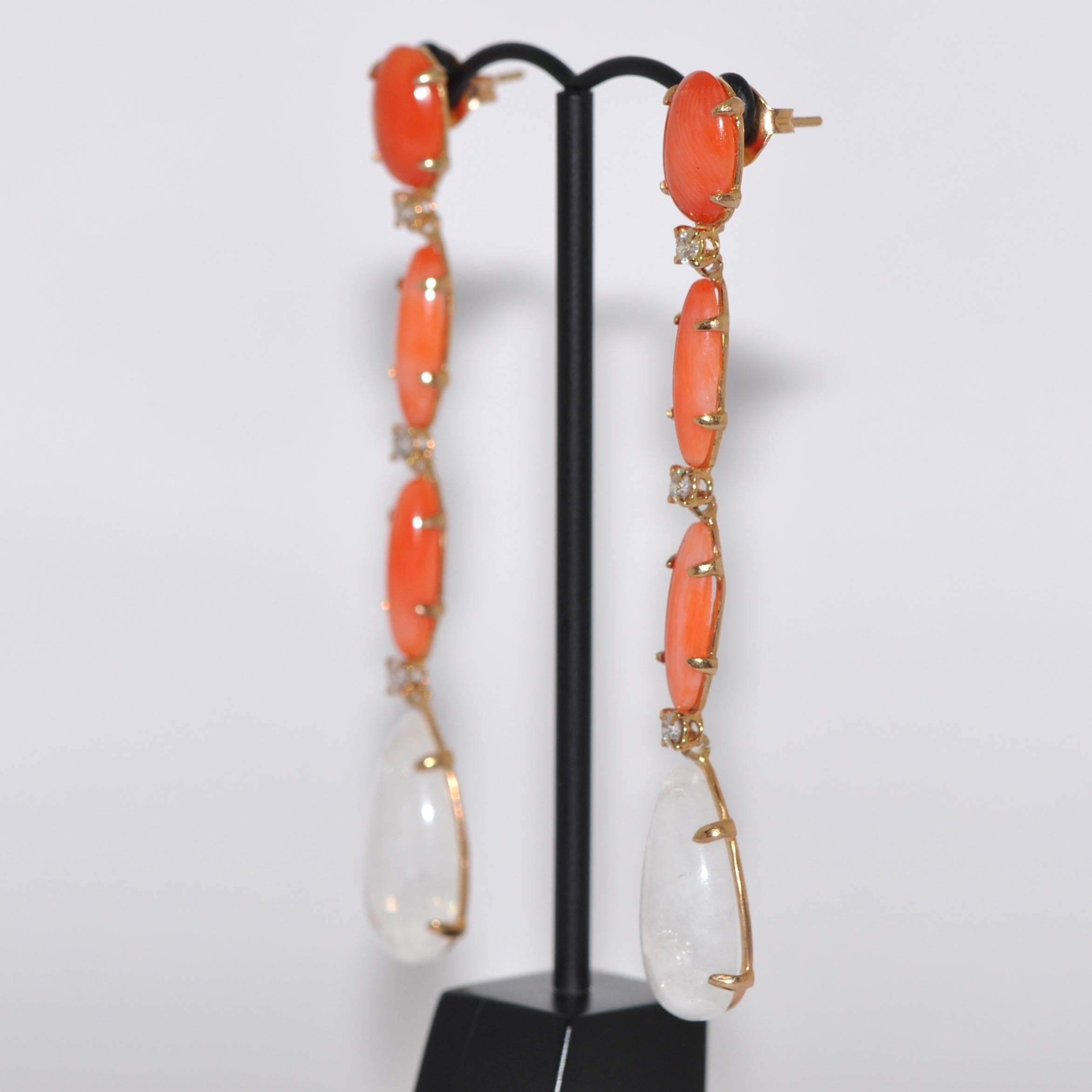 Discover this Coral, Moonstone and Diamond Yellow Gold Chandelier Earrings.
Coral
Moonstone
White Diamond
Yellow Gold 18 Carat