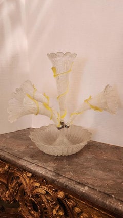 Coralene Art Glass Epergne with Four Flutes