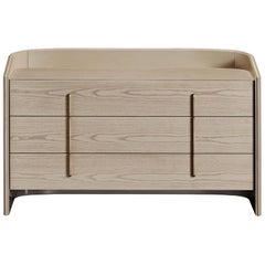 Coralina Chest of Drawers in Glossy Ash Avelana and Antique Brass Handles