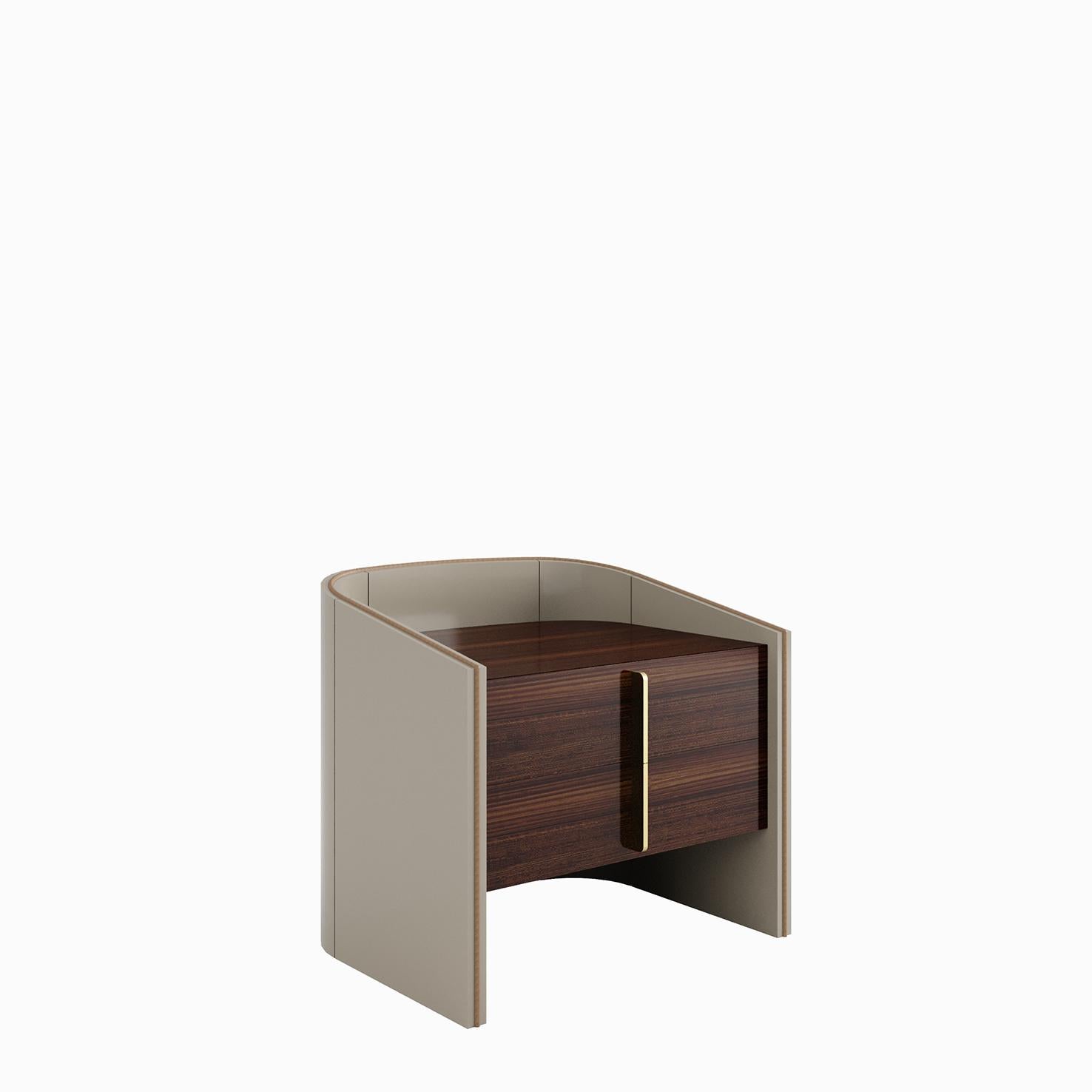 Wood CORALINA Nightstand with Two Drawers For Sale