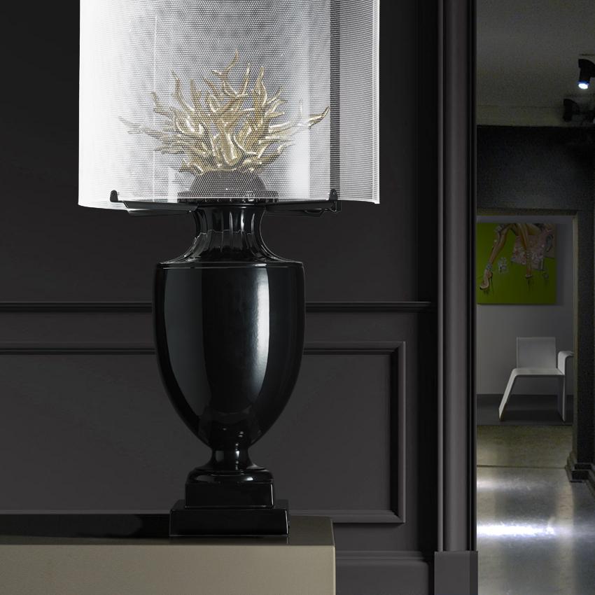 Moderne Lampe à touches Coralli, noir et or en vente