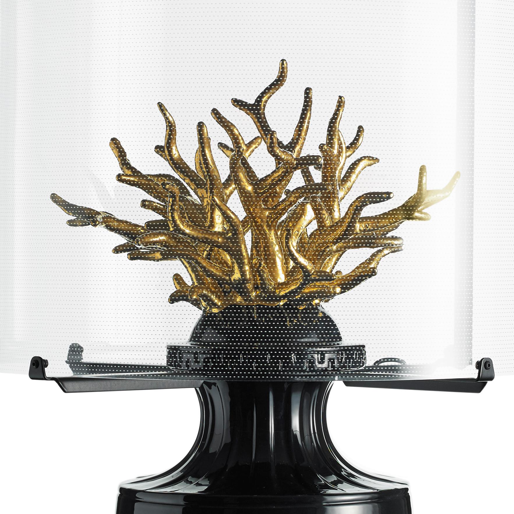Italian Coralli Touch Lamp, Black & Gold For Sale