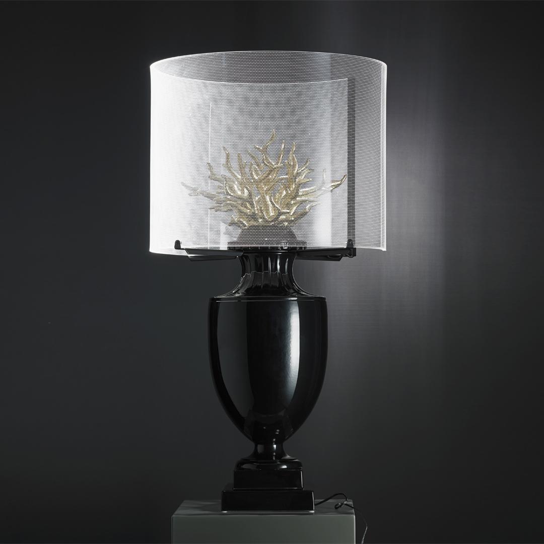 Hand-Crafted Coralli Touch Lamp, Black & Gold For Sale
