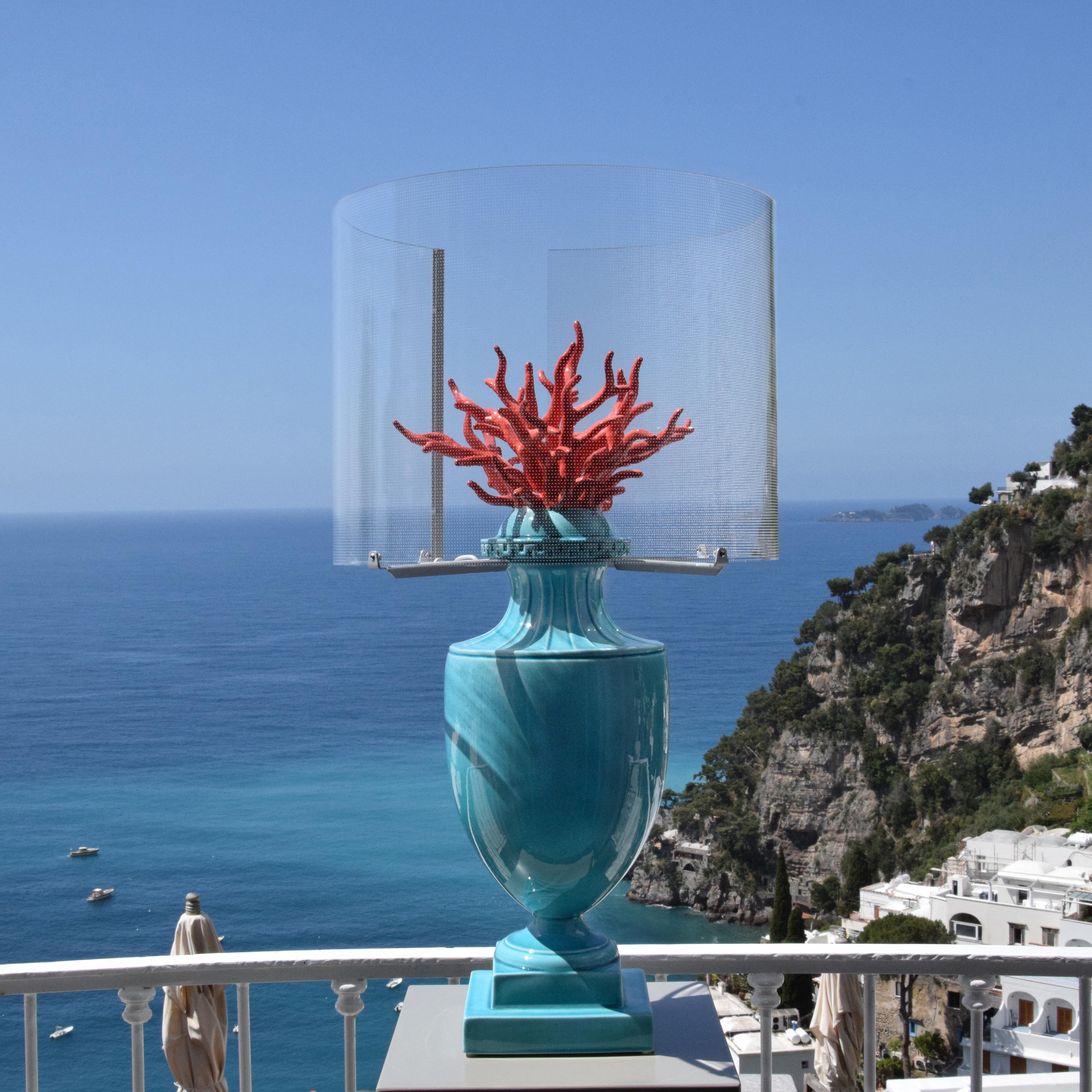 Moderne Lampe à touches Coralli, turquoise et rouge en vente