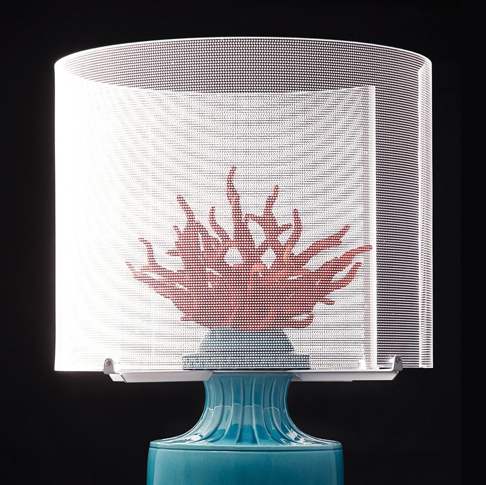 Italian Coralli Touch Lamp, Turquoise & Red For Sale