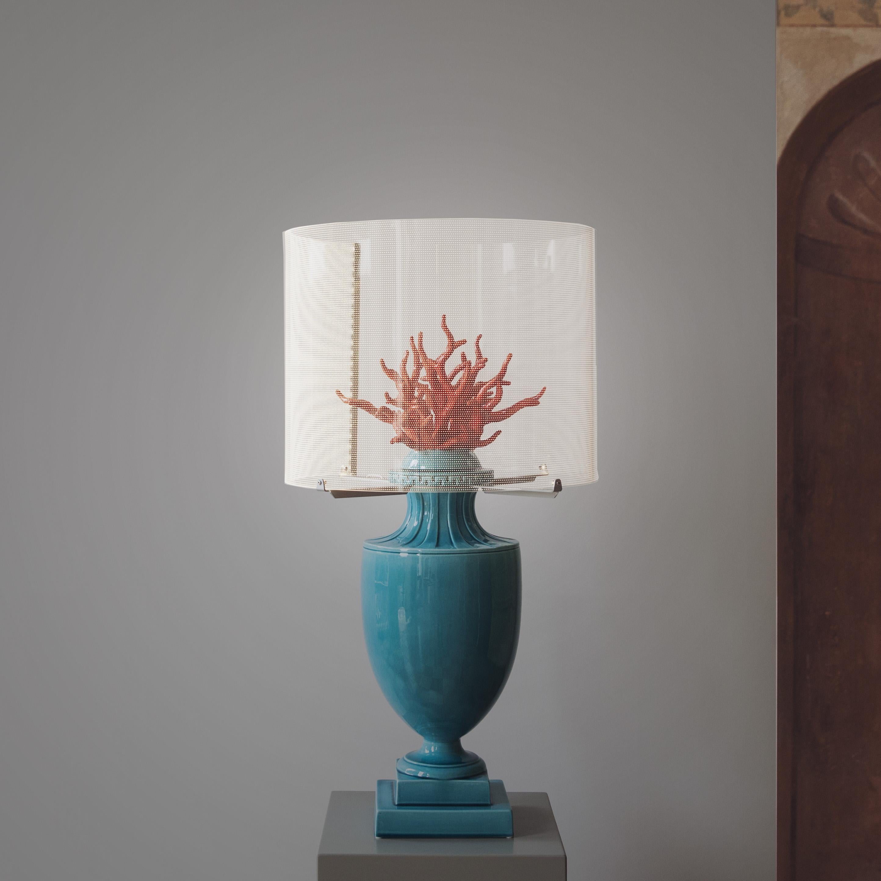 Contemporary Coralli Touch Lamp, Turquoise & Red For Sale