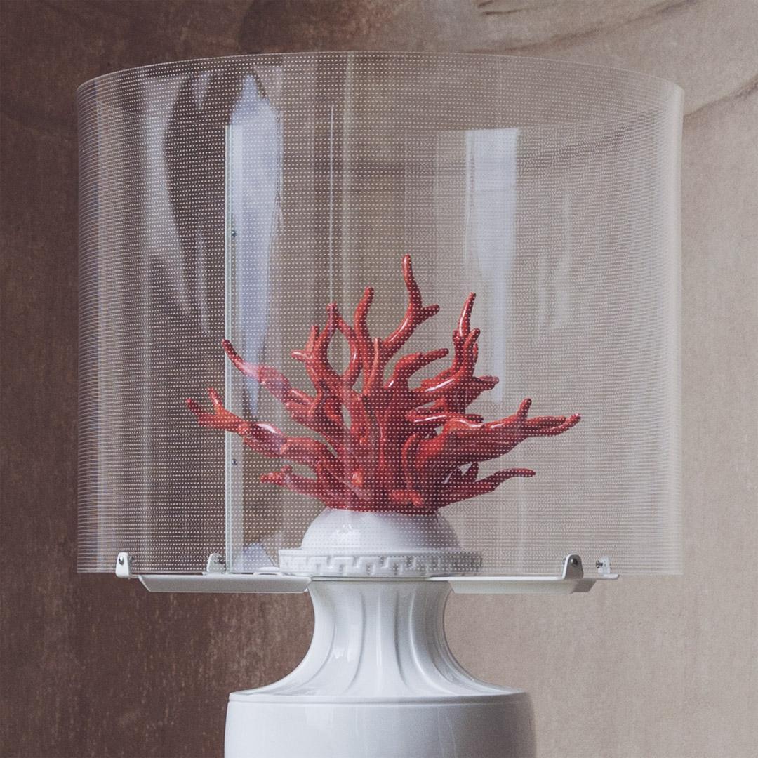 Hand-Crafted Coralli Touch Lamp, White & Red For Sale