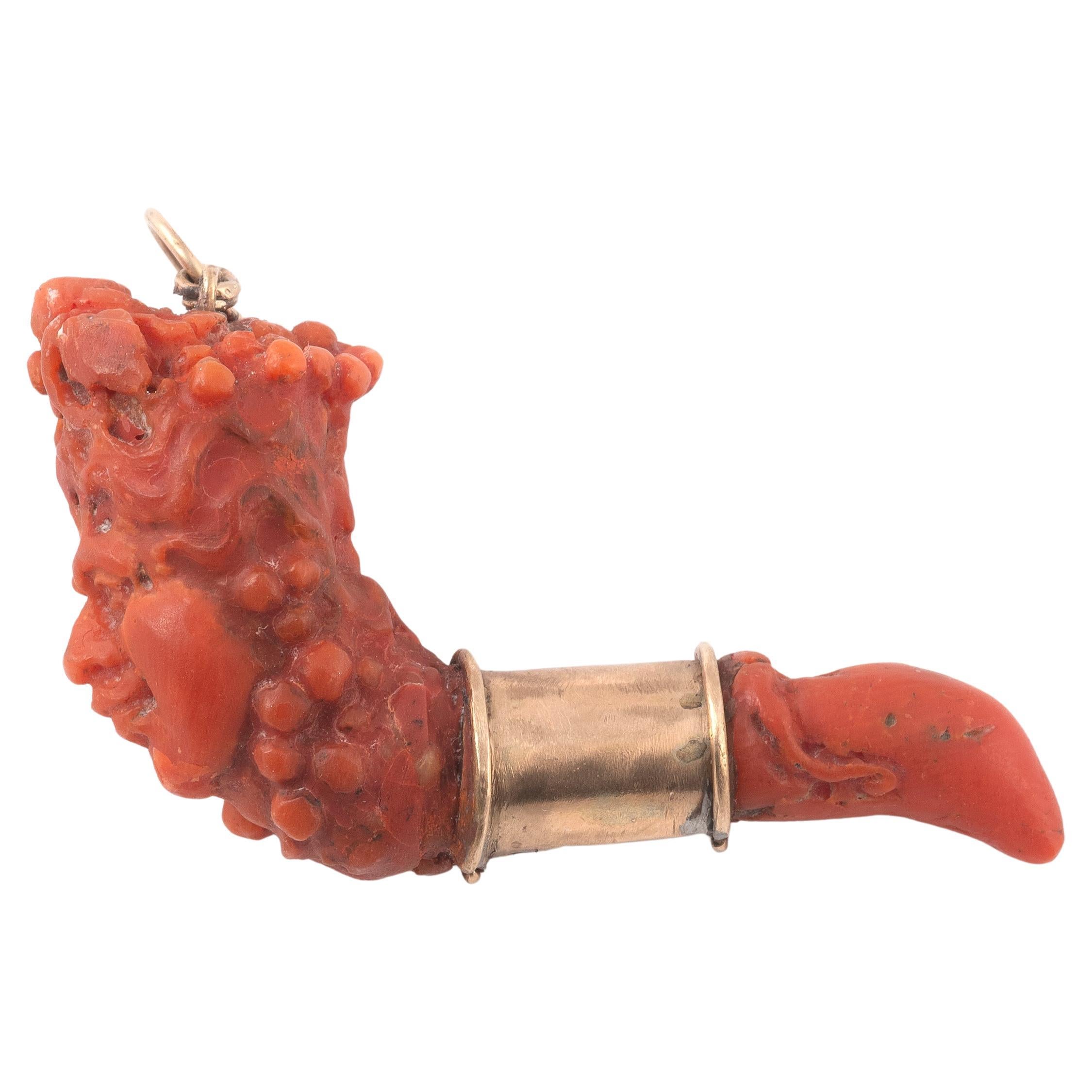Corno di Corallum Rubrum con Bacco Italia Meridionale XIX secolo