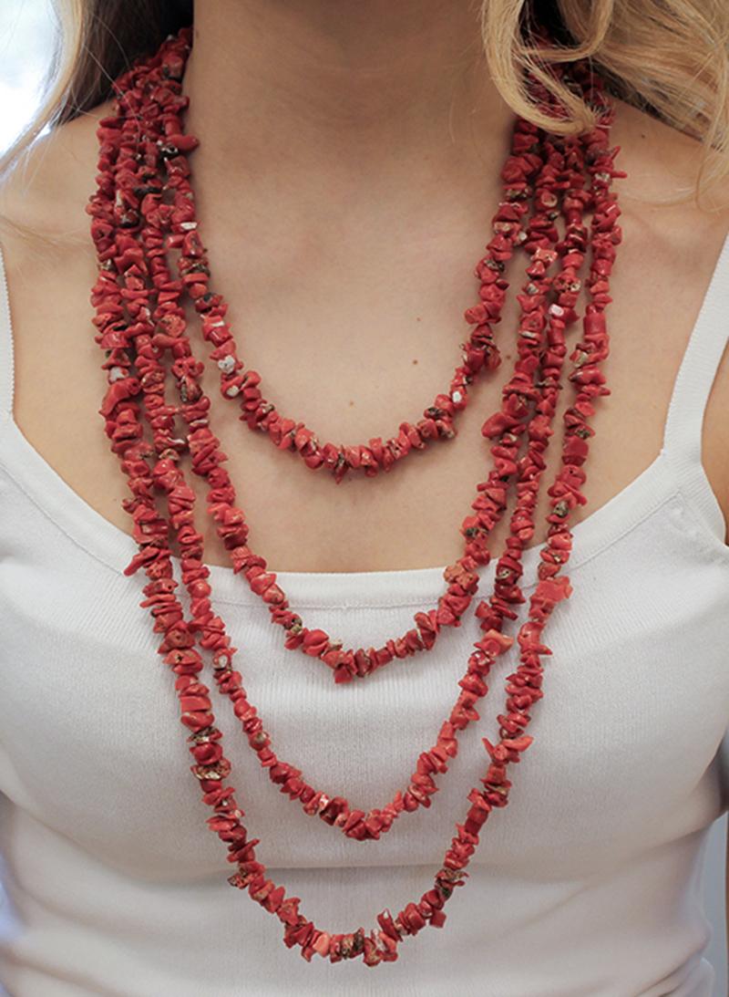 Coral, Multi-Strands Necklace In Good Condition For Sale In Marcianise, Marcianise (CE)