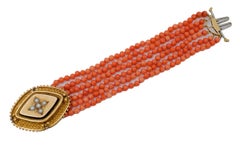 Coral, Pearls, 18 Karat Yellow Gold Beaded Bracelet
