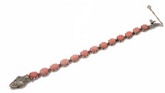 Corals, Emeralds, Tsavorite, Brown Diamonds, Rose Gold and Silver Snake Bracelet