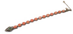 Corals, Emeralds, Tsavorite, Diamonds, Rose Gold and Silver Snake Bracelet