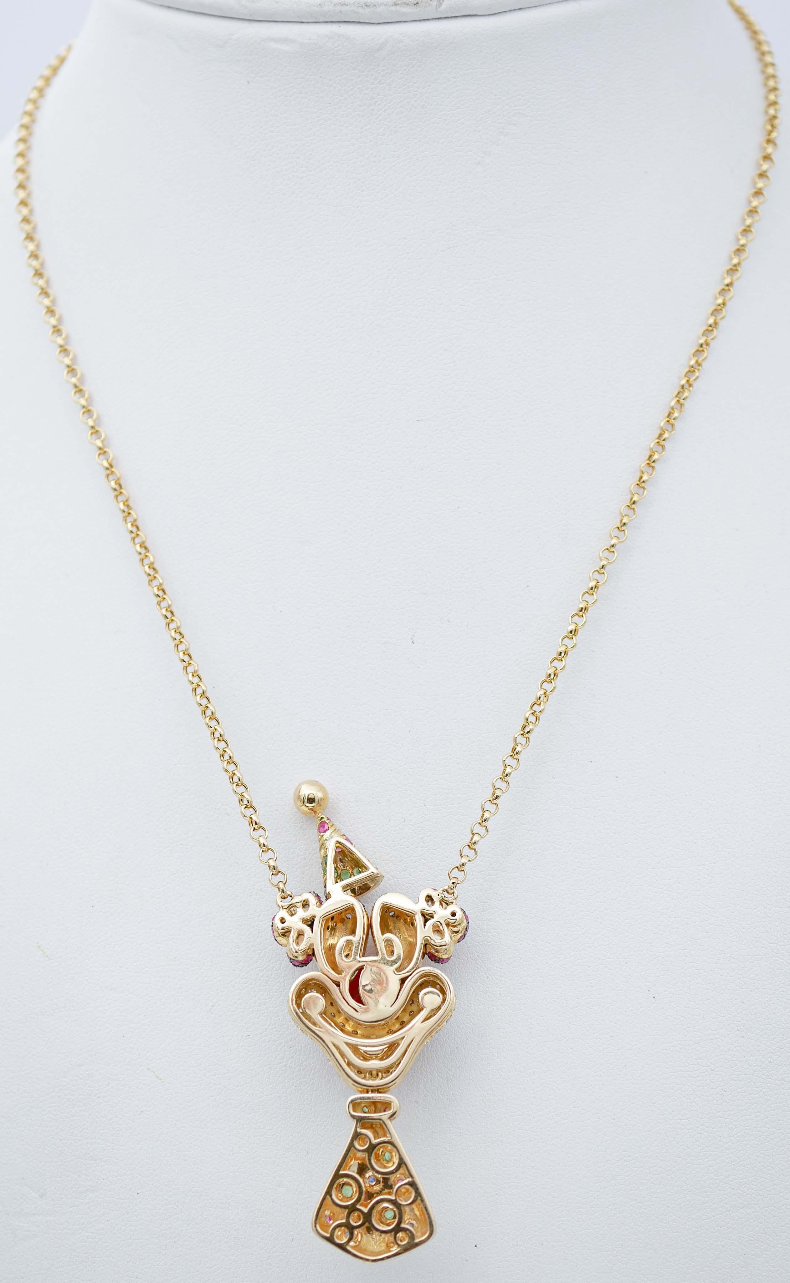clown necklace gold