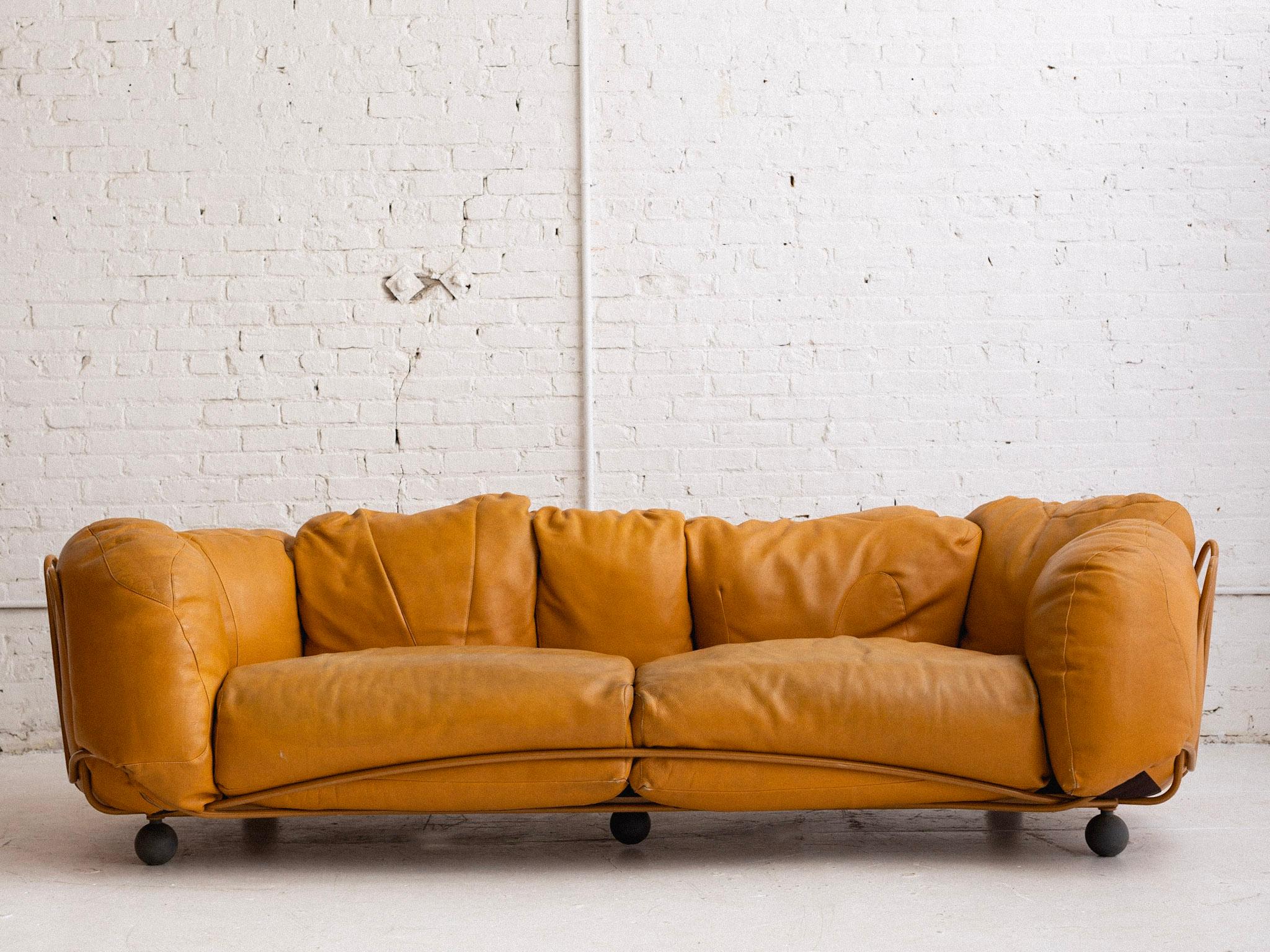 20th Century 'Corbeille' Leather Sofa by Francesco Binfare for Edra