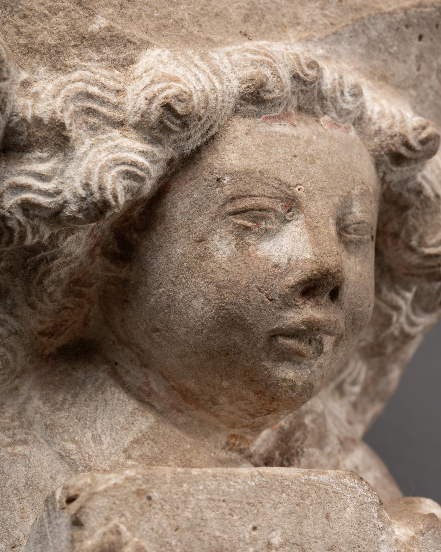 Belgian Corbel with an Angel Holding a Shield - Burgundian Netherlands 15th century For Sale
