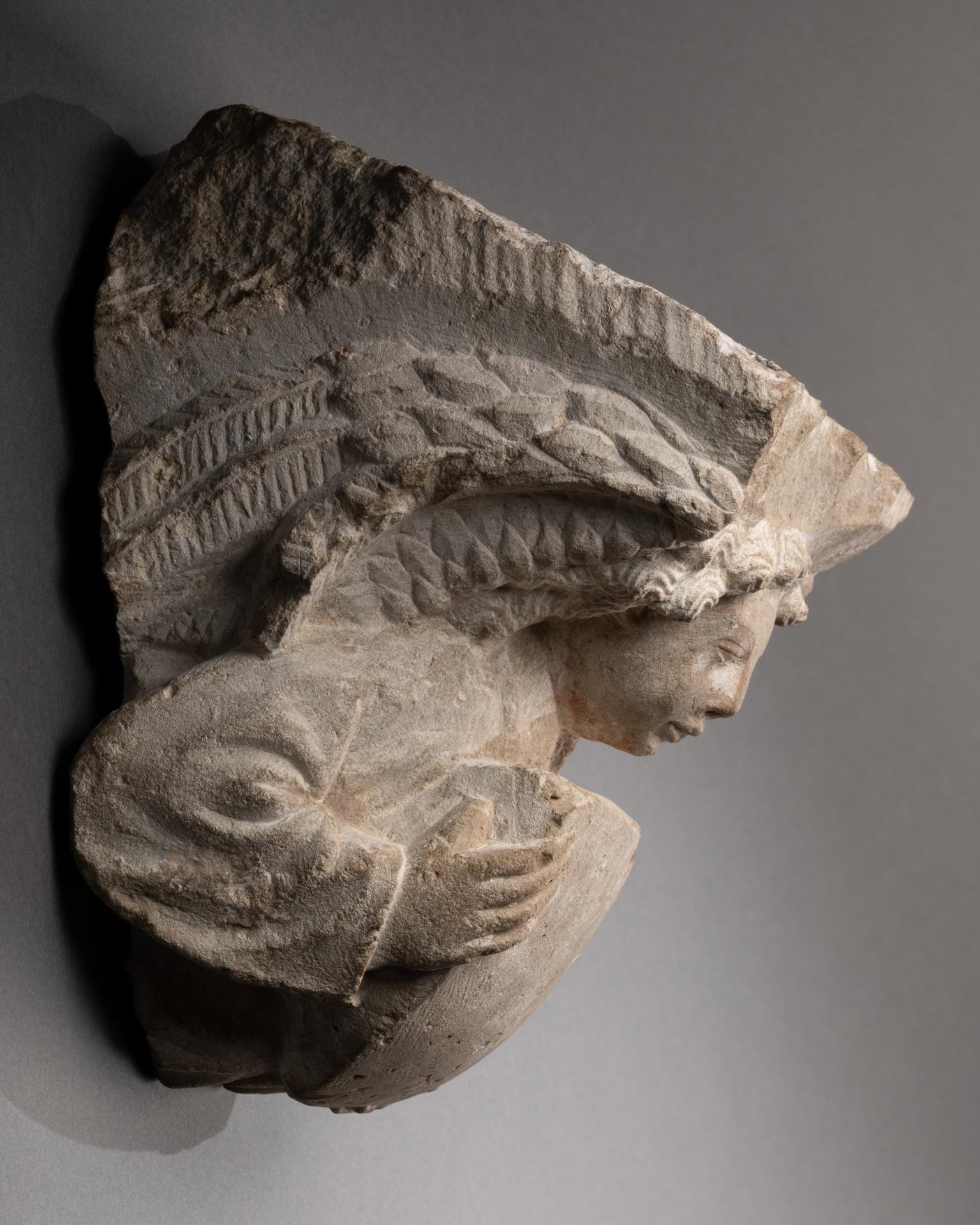18th Century and Earlier Corbel with an Angel Holding a Shield - Burgundian Netherlands 15th century For Sale