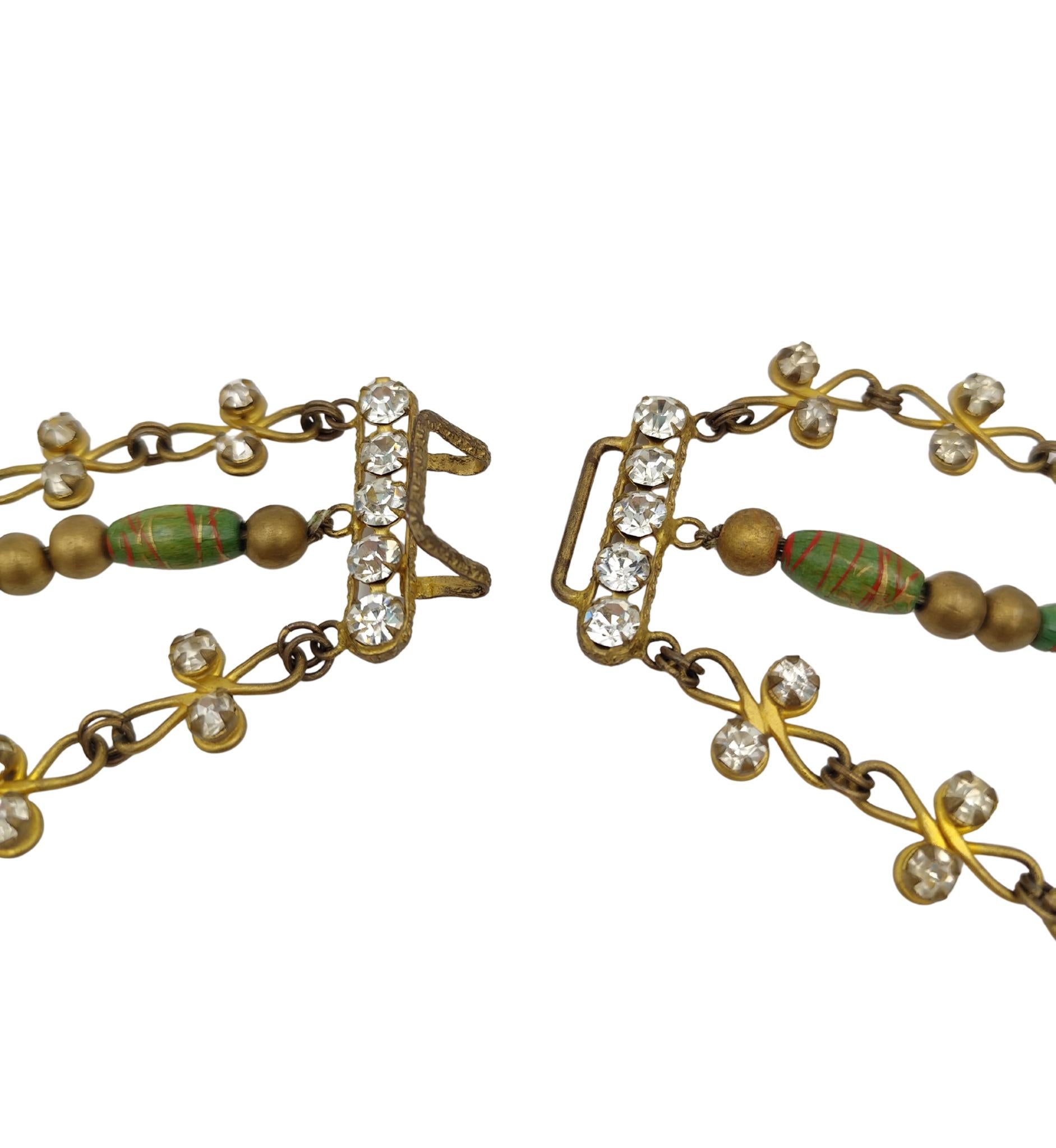 Conjunto de joyas egipcias de strass verde de traje de teatro de ópera Corbella Milano en venta 10