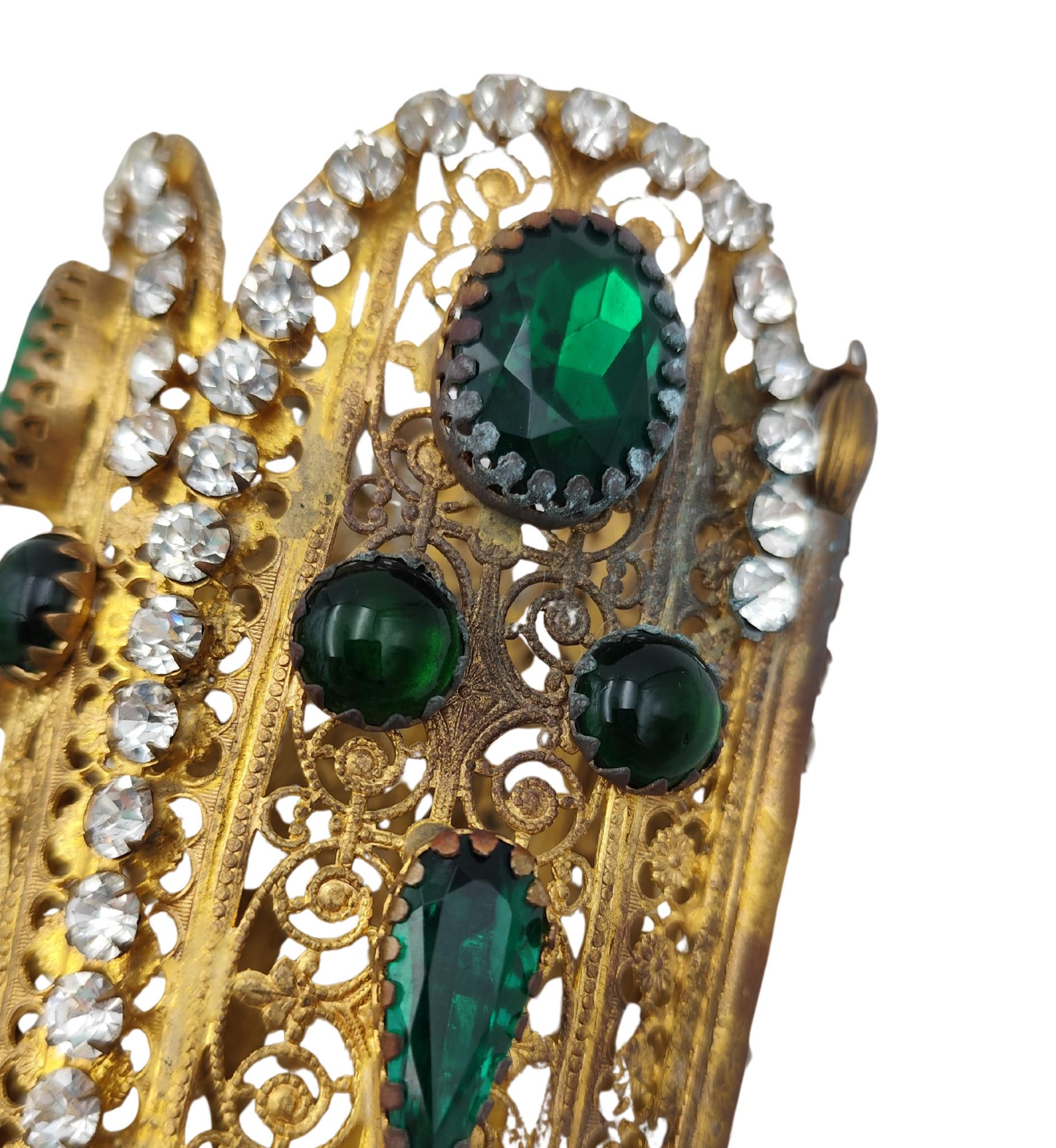 Conjunto de joyas egipcias de strass verde de traje de teatro de ópera Corbella Milano en venta 12