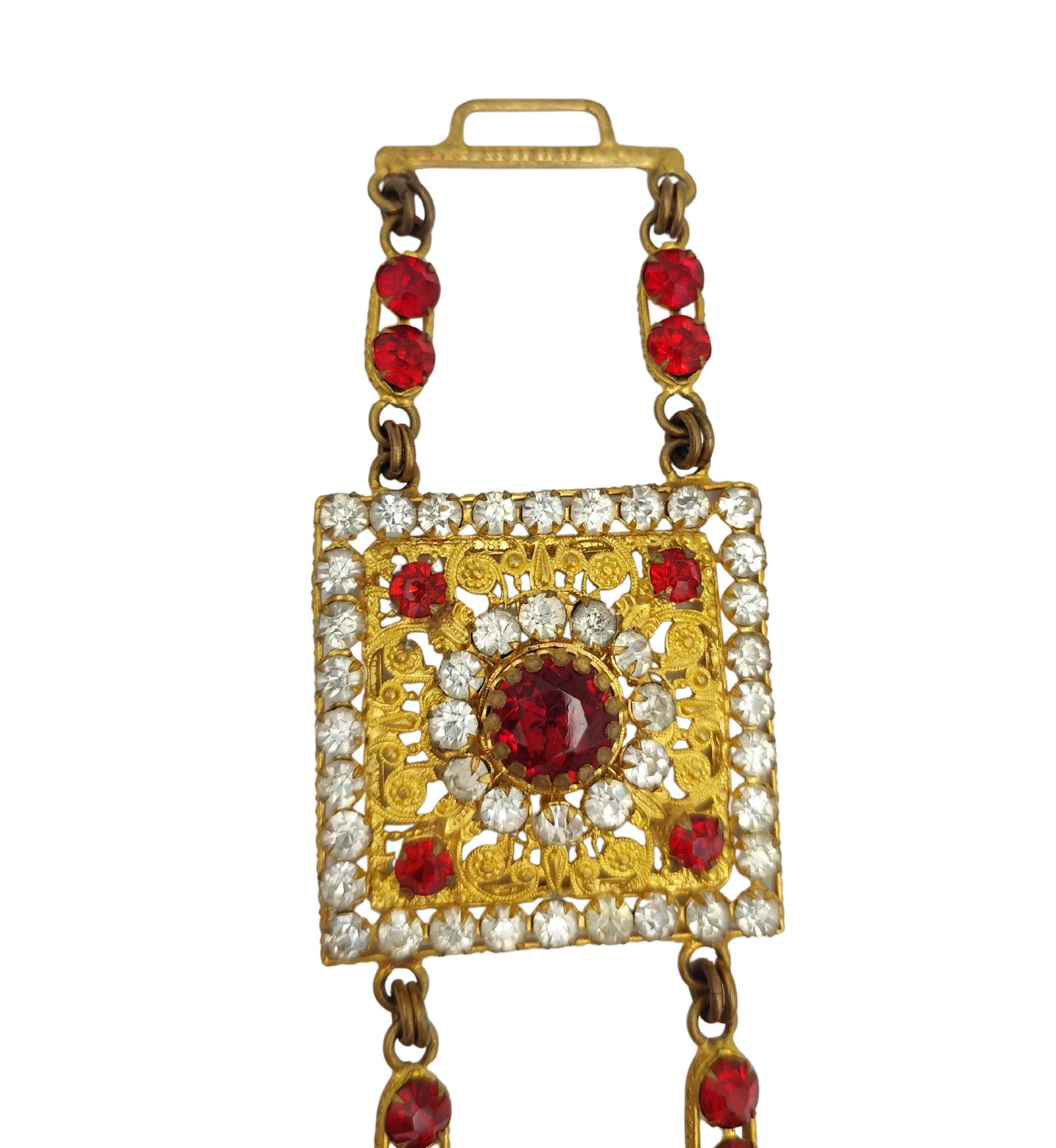 Corbella Milano traje de teatro de ópera rojo perlas diamantes de imitación conjunto de joyas en venta 10