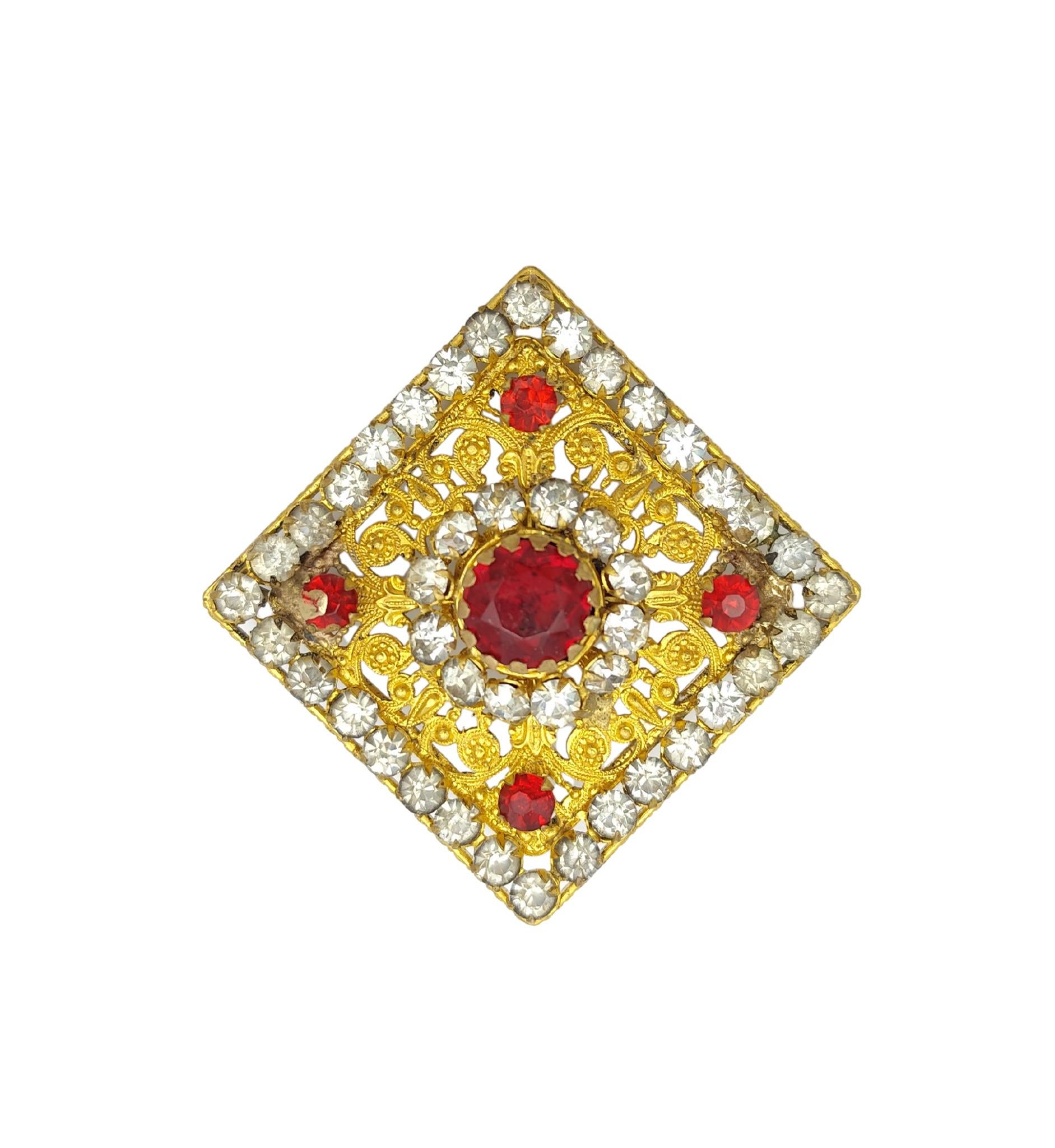 Corbella Milano traje de teatro de ópera rojo perlas diamantes de imitación conjunto de joyas en venta 12