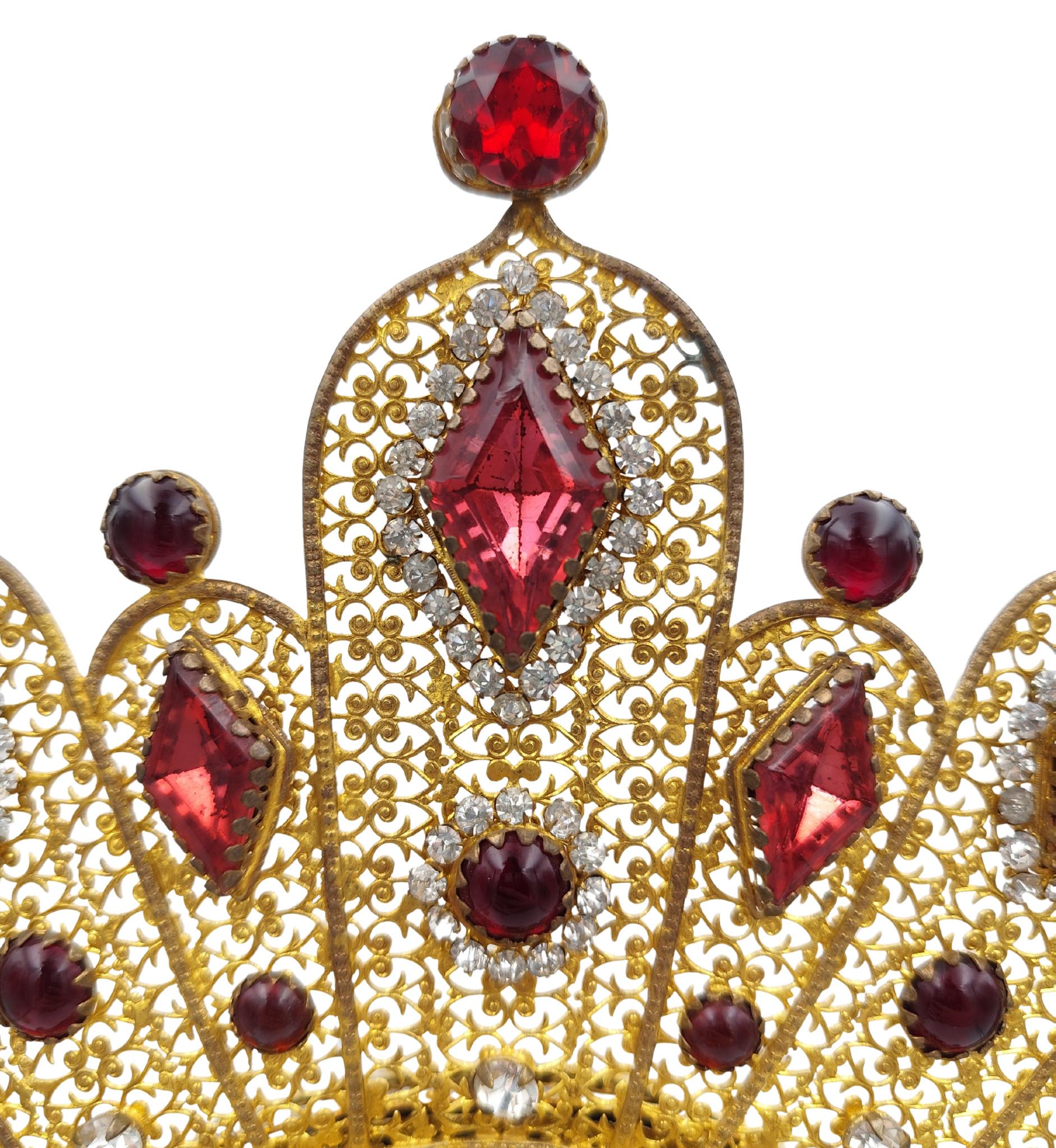 Corbella Milano traje de teatro de ópera rojo perlas diamantes de imitación conjunto de joyas en venta 1