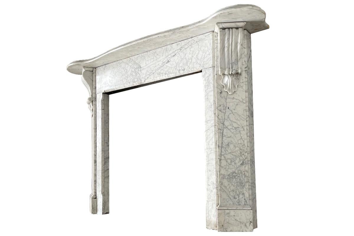 English Corbelled Victorian Carrara Marble Fireplace Surround For Sale