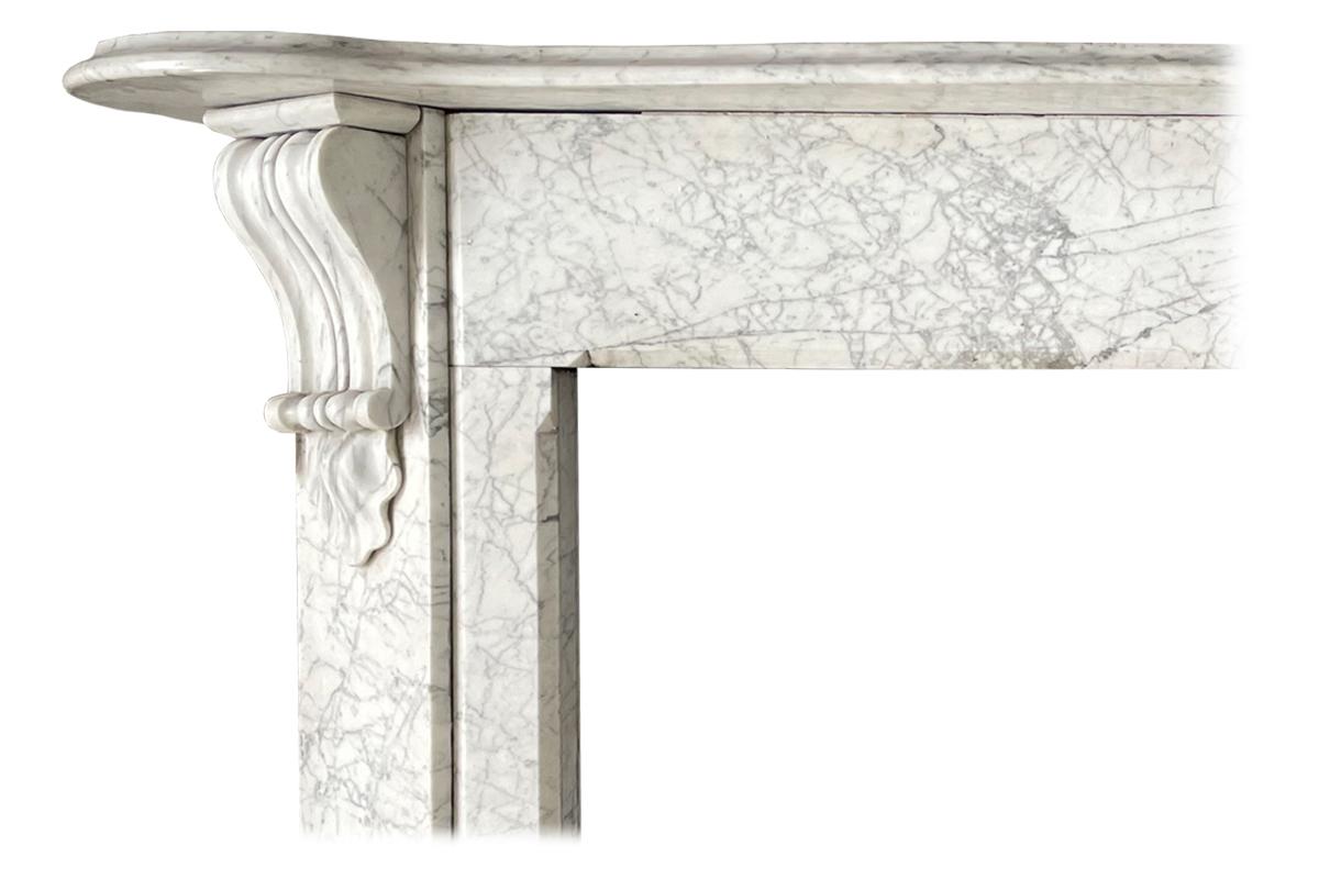 Corbelled Victorian Carrara Marble Fireplace Surround In Good Condition For Sale In Manchester, GB