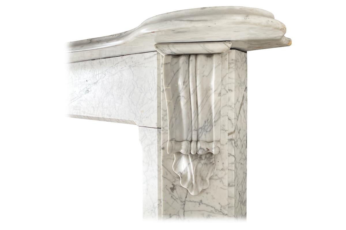 19th Century Corbelled Victorian Carrara Marble Fireplace Surround For Sale