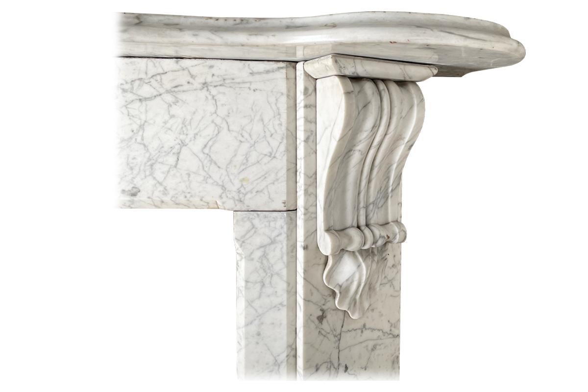 Corbelled Victorian Carrara Marble Fireplace Surround For Sale 1