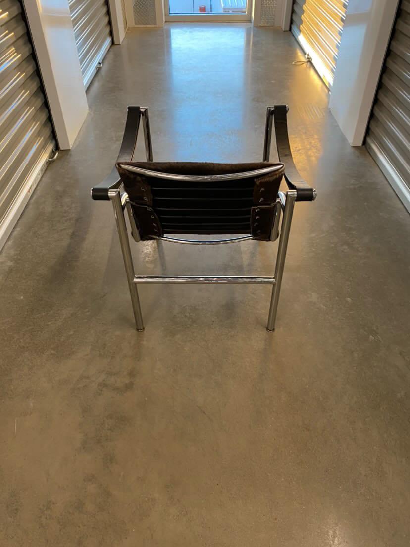 Hand-Crafted Corbusier LC1 Sling Lounge Chairs in Hair-On-Hide Leather, A Pair For Sale