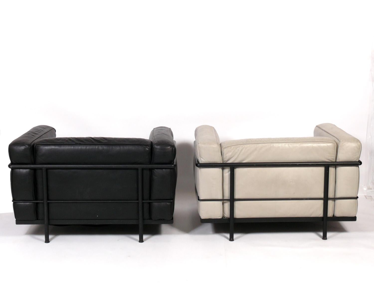 Italian Corbusier Perriand Jeanneret LC-3 Lounge Chairs for Cassina