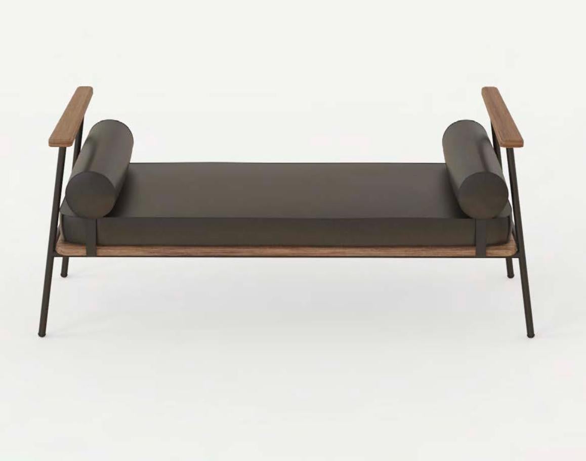 Corchea leather edition daybed by Sebastián Angeles
Material: Walnut, Brass, Leather
Dimensions: W 175 x D 55 x 55 cm
Also Available: Different configurations available.

Inspiration begins with the sensation that music generates when it