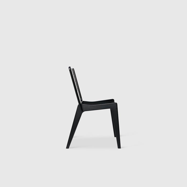 Cord Chair by Jacques Guillon in Black Stained Beech For Sale at 1stDibs