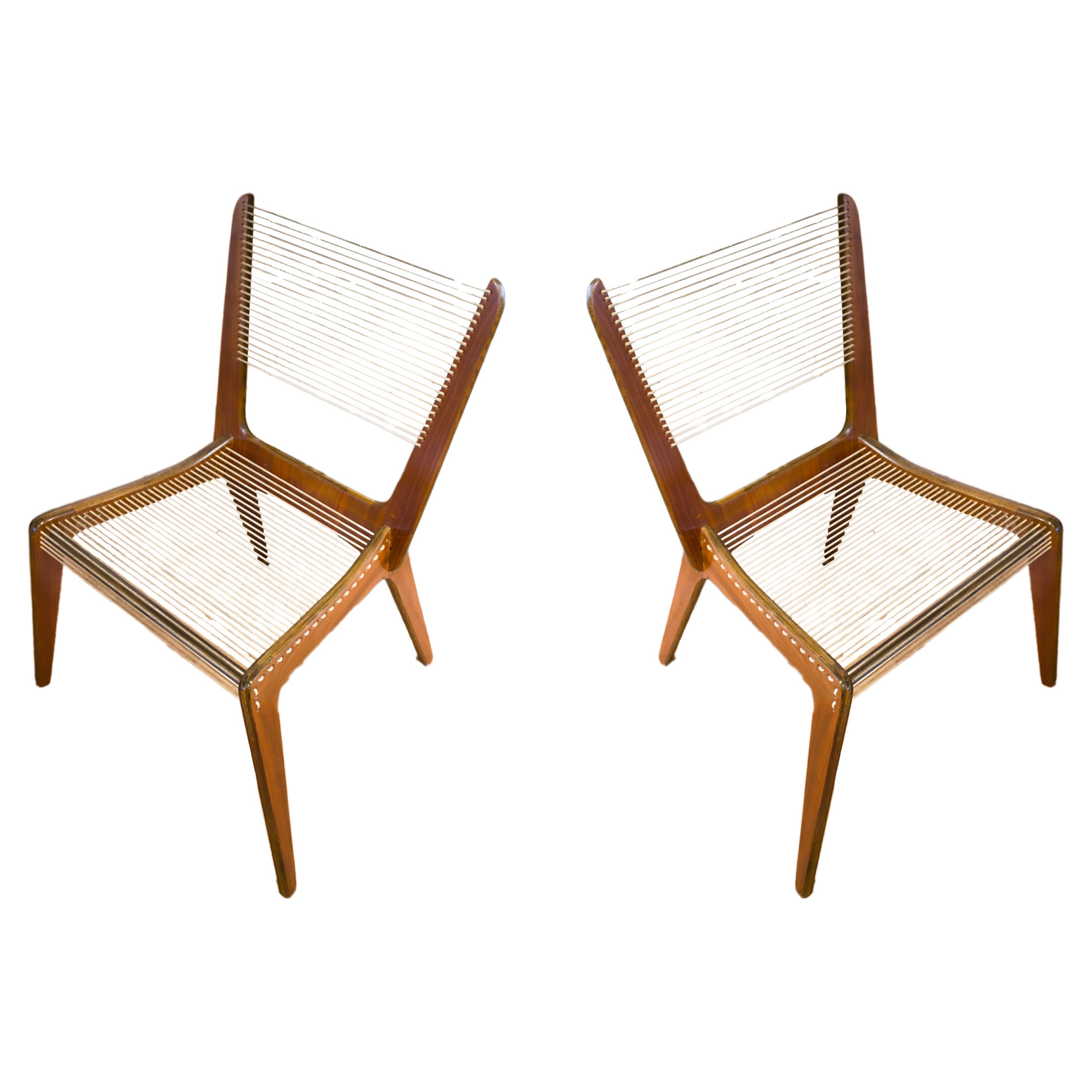 Cord Chair by Jacques Guillon, set of two For Sale