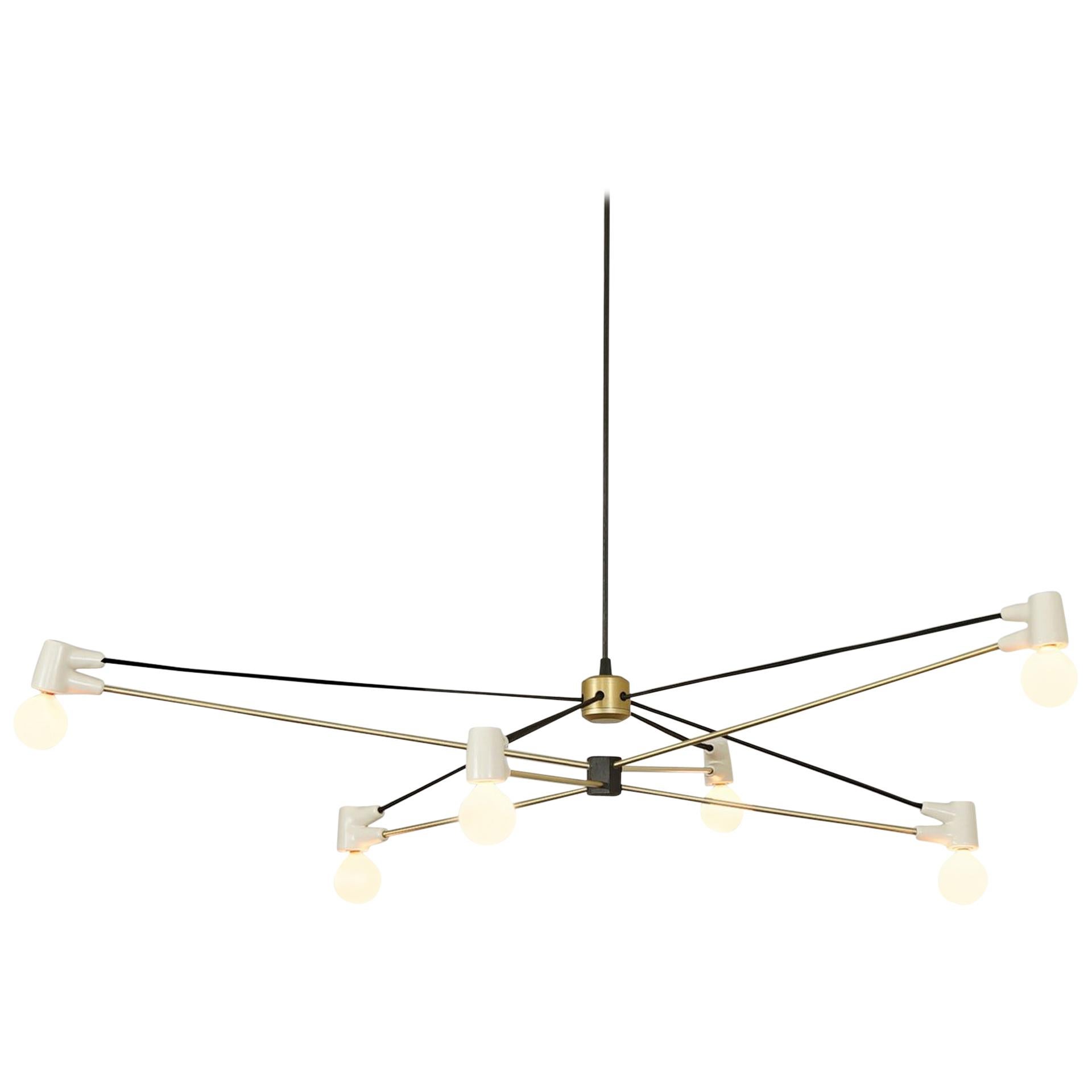Cord Chandelier White and Brass by Ravenhill Studio For Sale