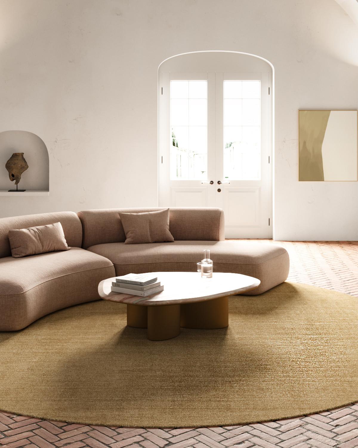 Alfombra rectangular Artisan Greige Pure 250 de seda de bambú tejida a mano by Mohebban en Nuevo estado para la venta en Geneve, CH